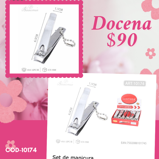 cortaúñas de 6.5 cm, docena, codigo 10174