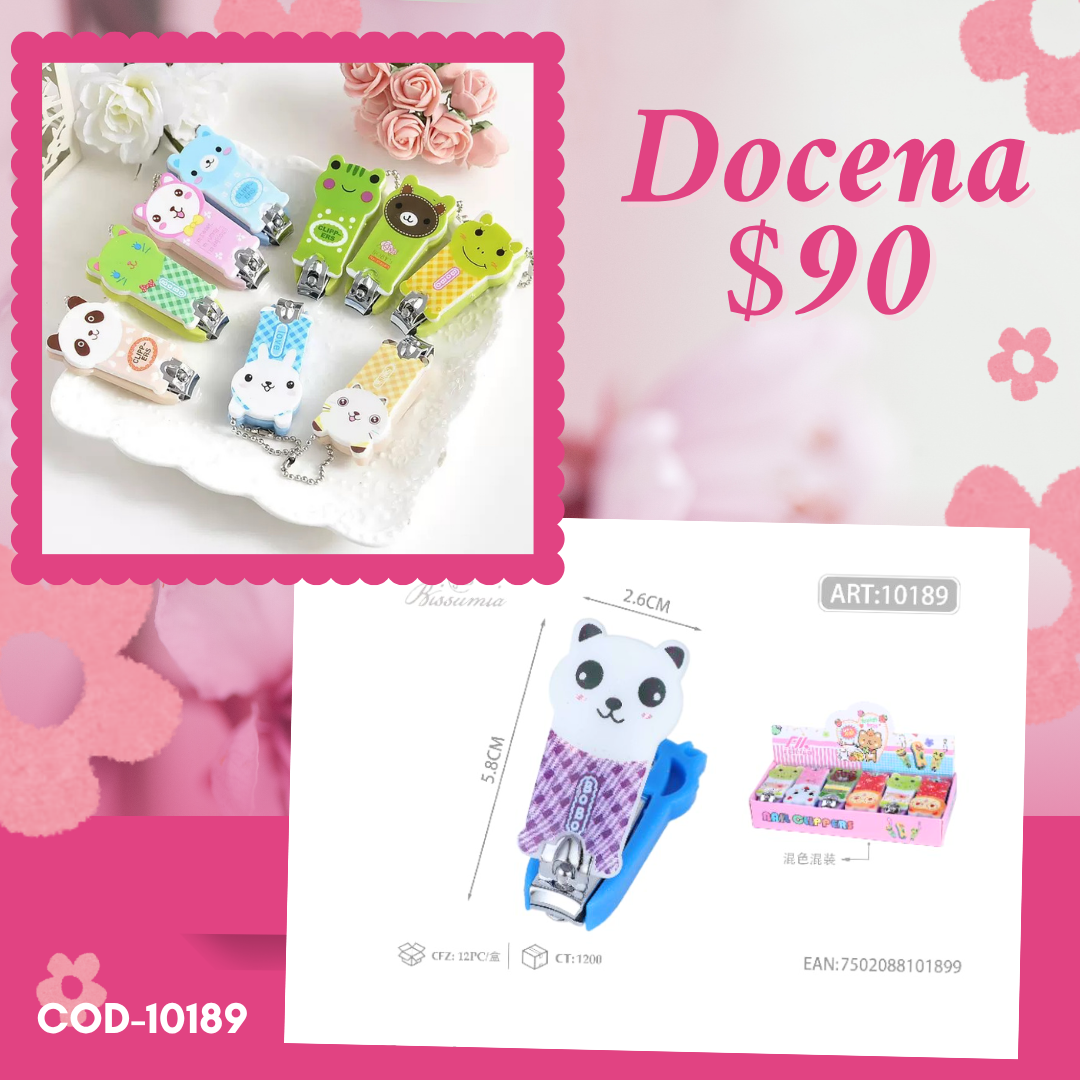 cortaúñas infantil, de animalitos, docena, codigo 10189