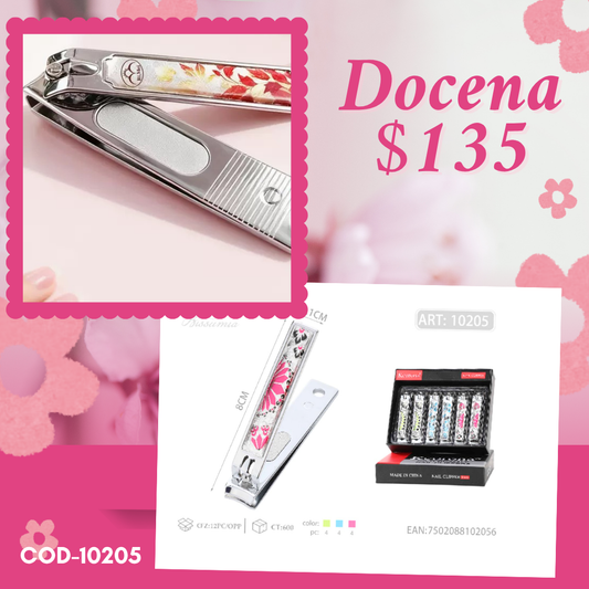 cortaúñas floreado de 8 cm, docena, codigo 10205