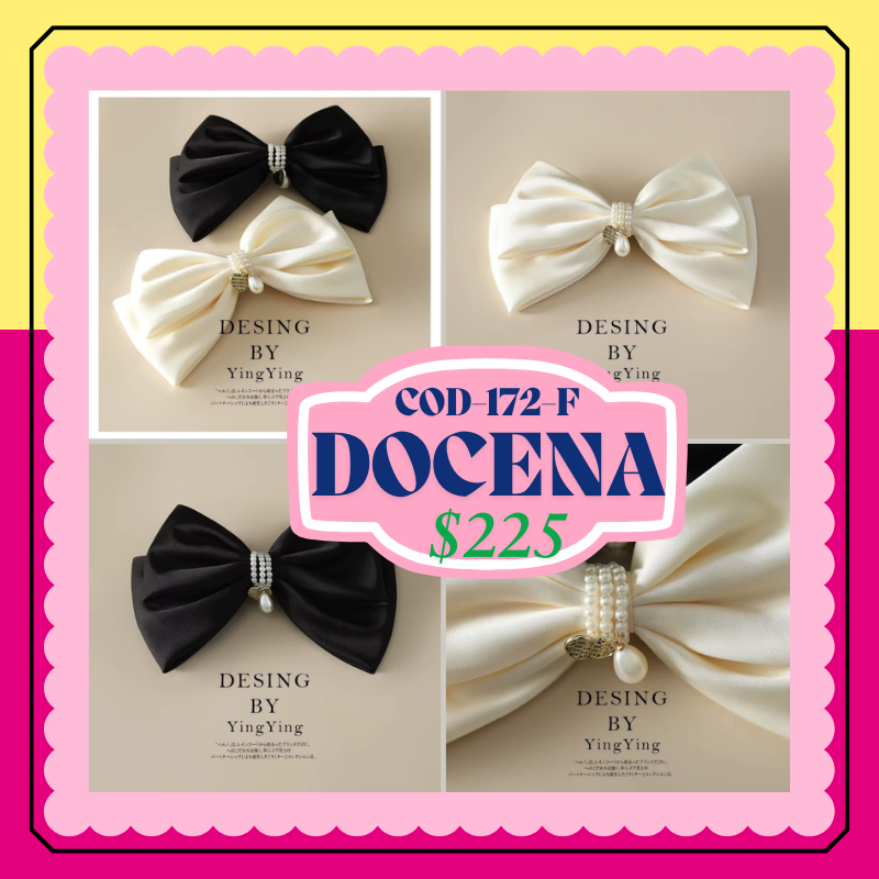 Moño beige y negro con perlas, codigo 172-F