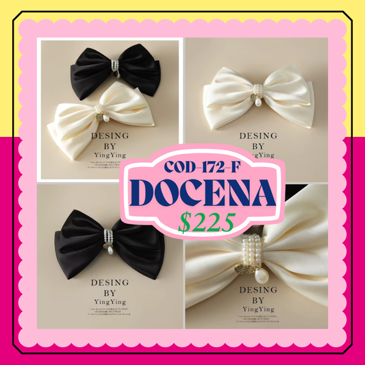 Moño beige y negro con perlas, codigo 172-F