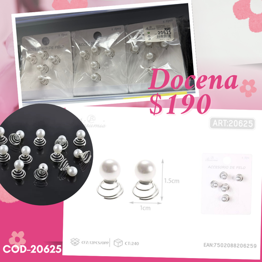 set de accesorios de perlas para peinados, 12 set, codigo 20625