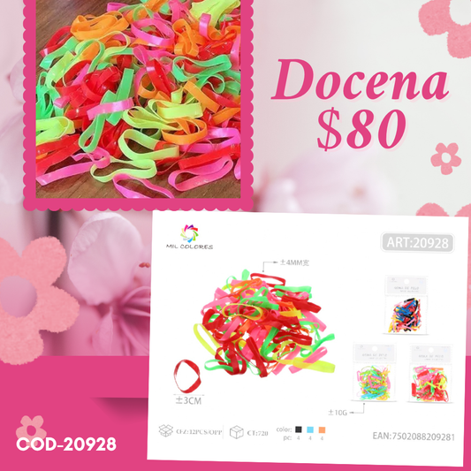 liga latex gruesa, de colores, docena, codigo 20928