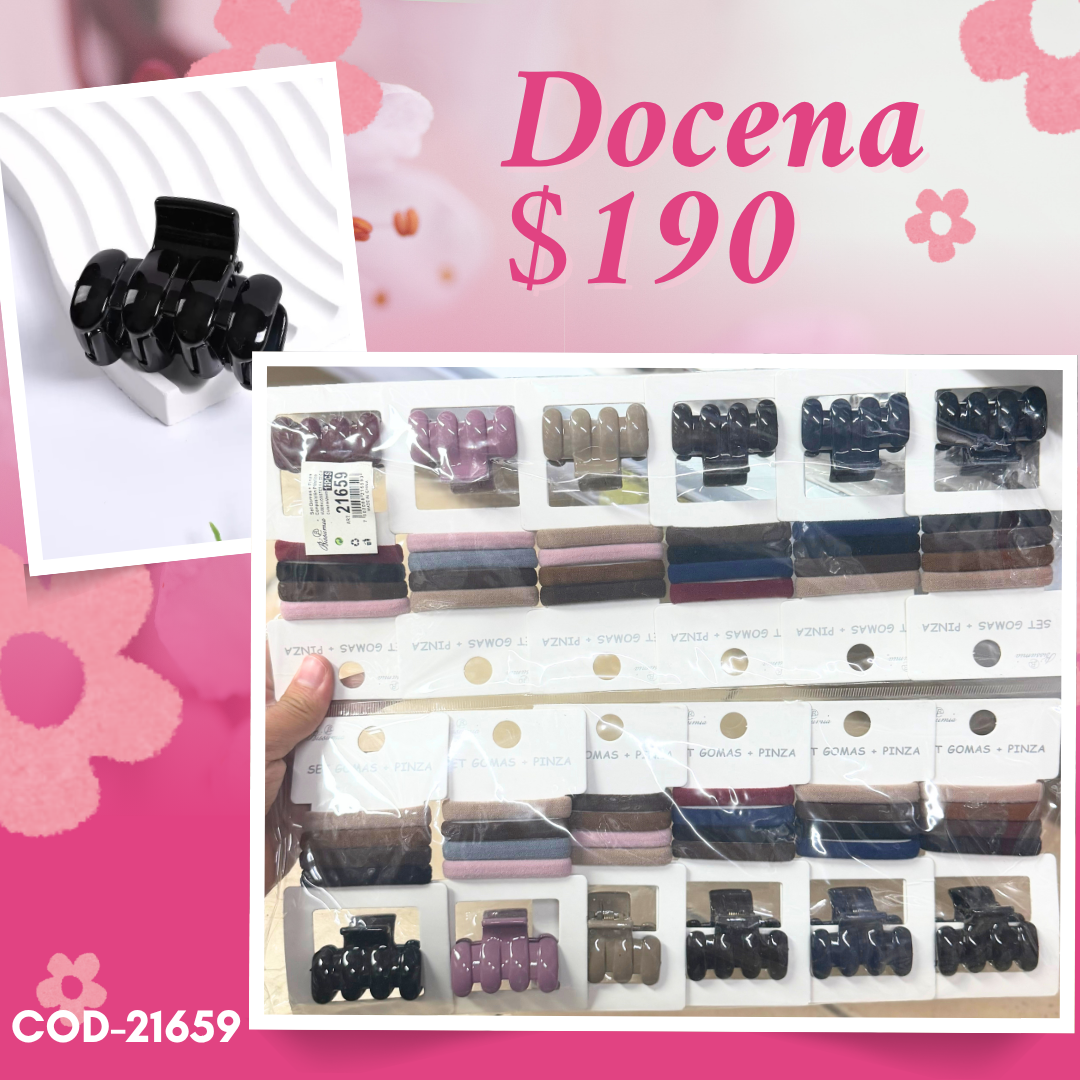 pinza con set de ligas, docena, codigo 21659