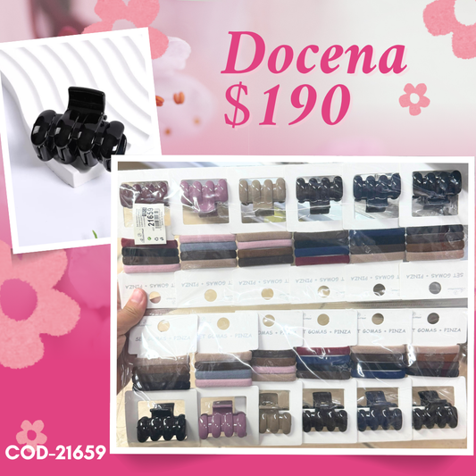 pinza con set de ligas, docena, codigo 21659