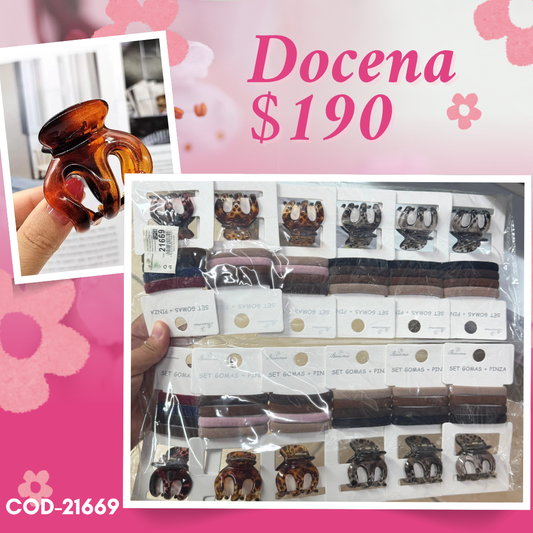 pinza con set de ligas, docena, codigo 21669