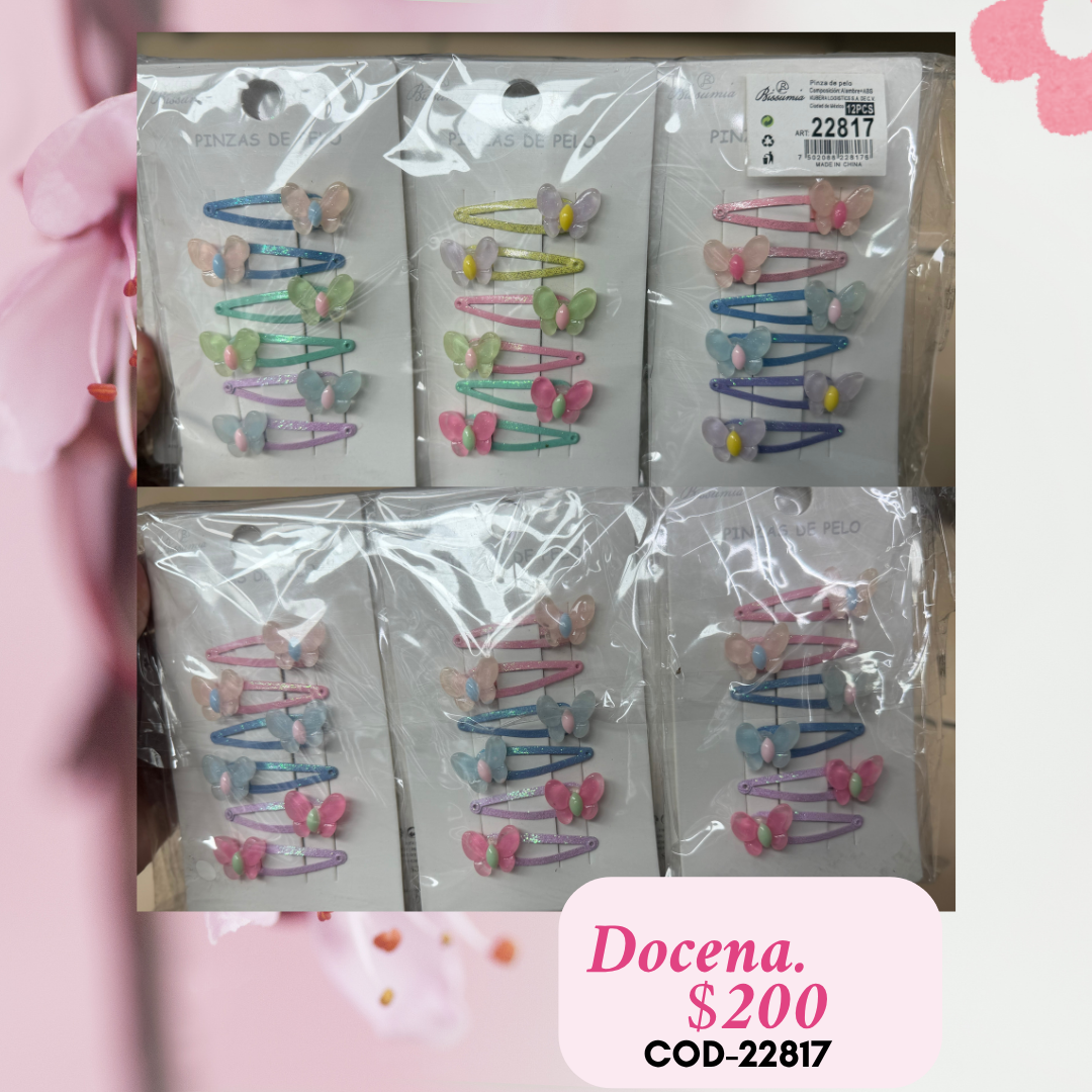 cucas pequeñas de mariposas en set, c/set con 6 piezas, 12 sets, codigo 22817