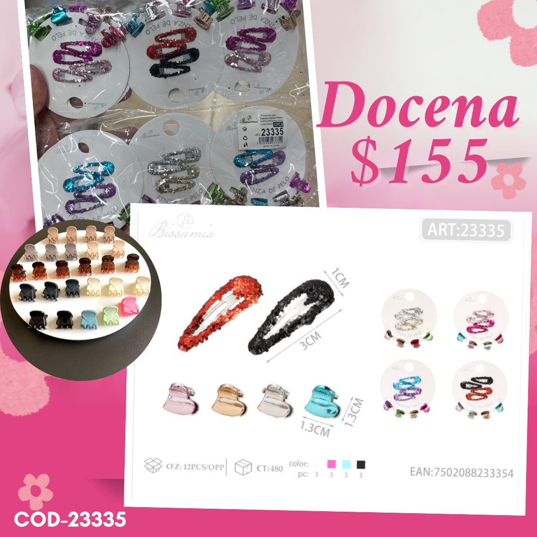 mini pinzas con cucas en set, 12 set, codigo 23335