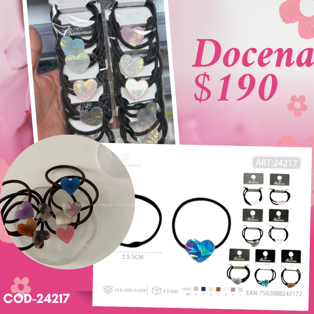 liga con decoracion de corazon de acrilico , docena, codigo 24217