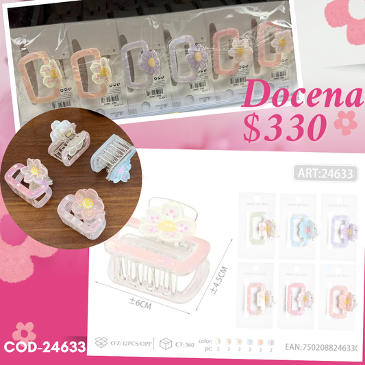 pinza de acrililico de flors, codigo 24633