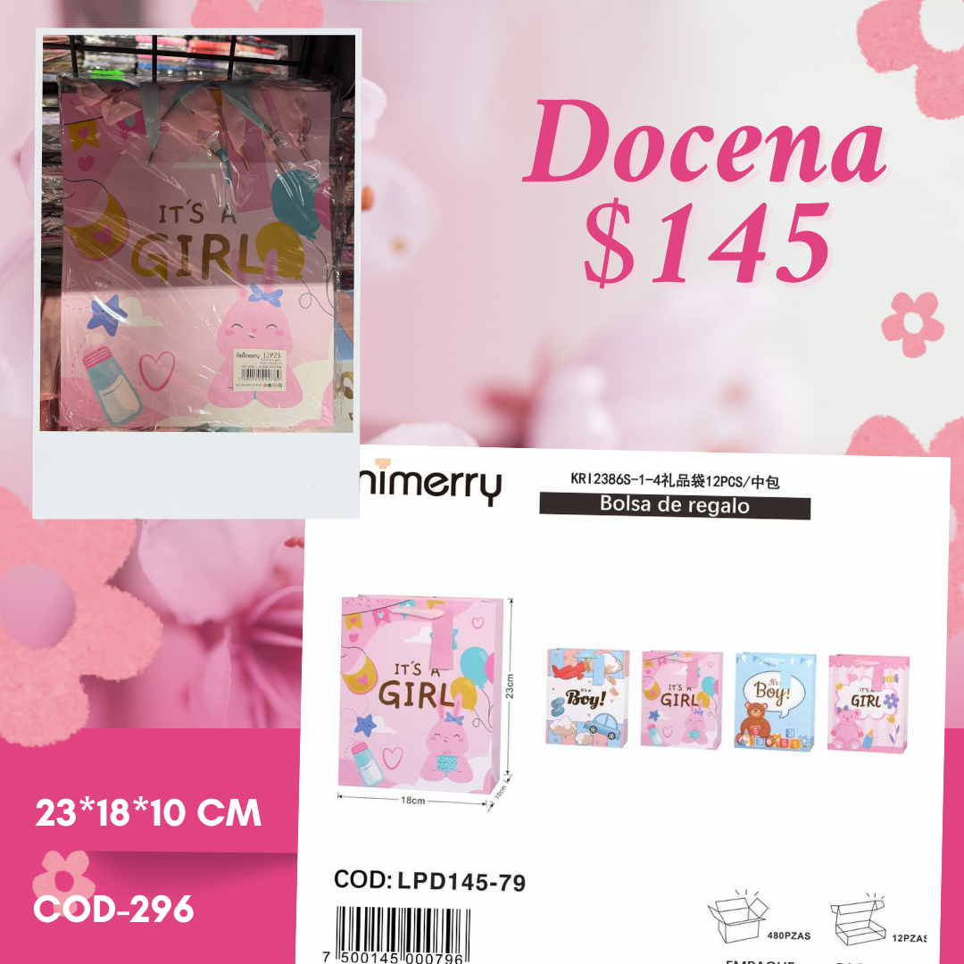 bolsa de regalo baby shower de globos, mide 23*10*10 cm, codigo a296