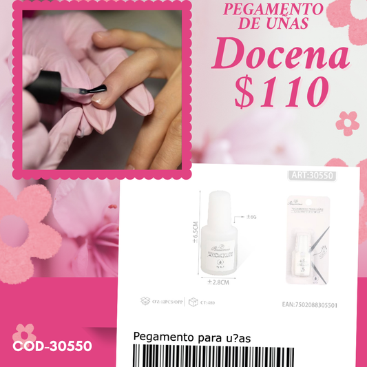 pegamento de brocha para uñas, docena, codigo 30550