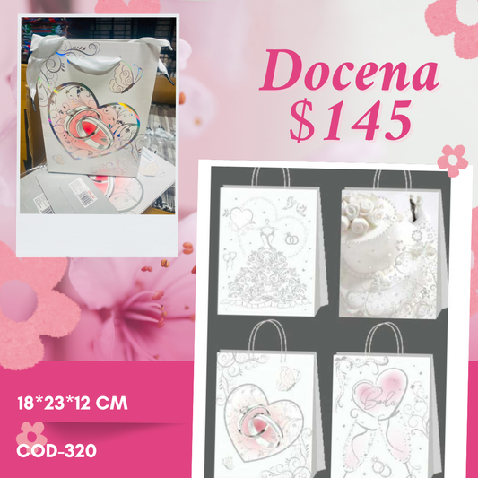 Bolsa de regalo de bodas, mide 18*23*12 cm, codigo a220