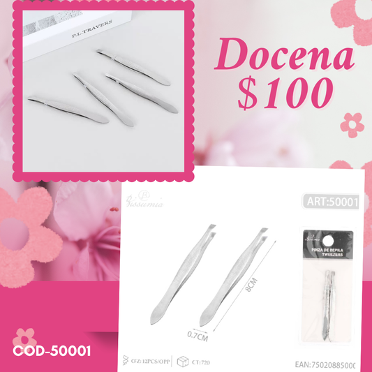 pinza para ceja, docena, codigo 50001