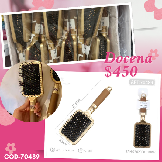 cepillo cuadrado dorado, docena, codigo 70489
