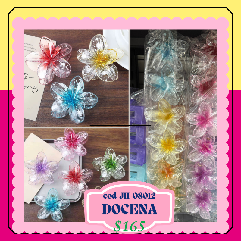 pinza hawaiana de colores  con manchitas blancas, codigo JH-08012