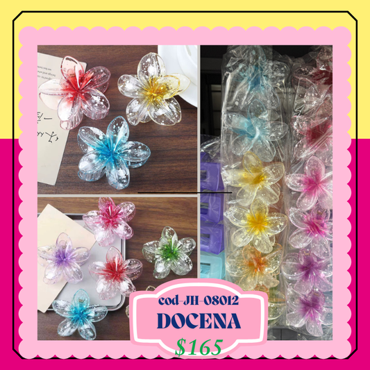 pinza hawaiana de colores  con manchitas blancas, codigo JH-08012
