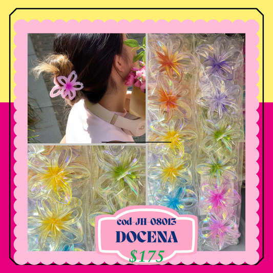 pinza de flor transparente con hueco,codigo JH-08013