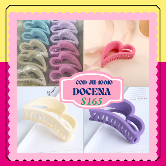 pinza de medio corazon de colores, codigo JH-10010