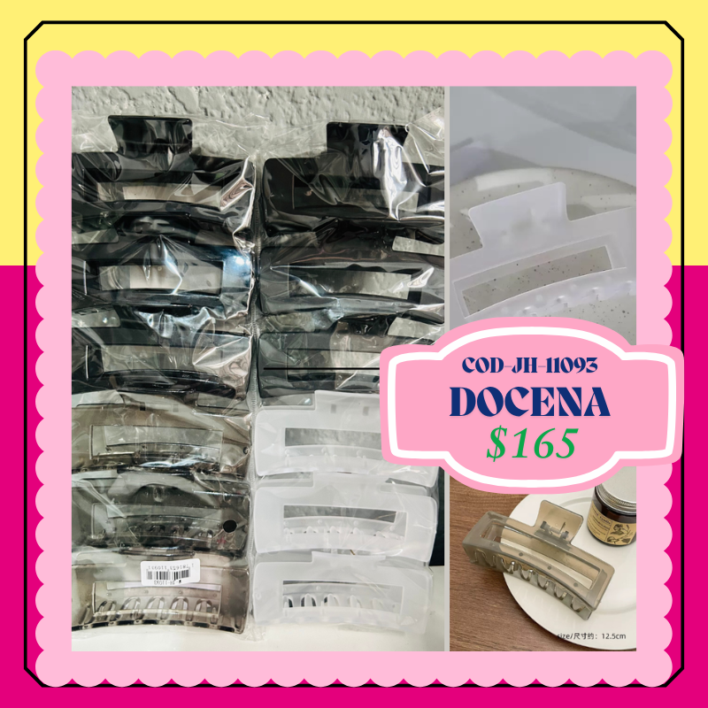 pinza rectangulo mediana en negro-transparente, codigo JH-11093