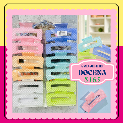 Pinza rectangulo de cuadros colores fuertes, codigo JH-11113