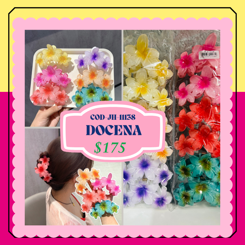 pinza hawaiana en flores triple, codigo JH-11138