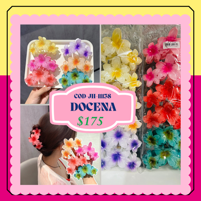 pinza hawaiana en flores triple, codigo JH-11138