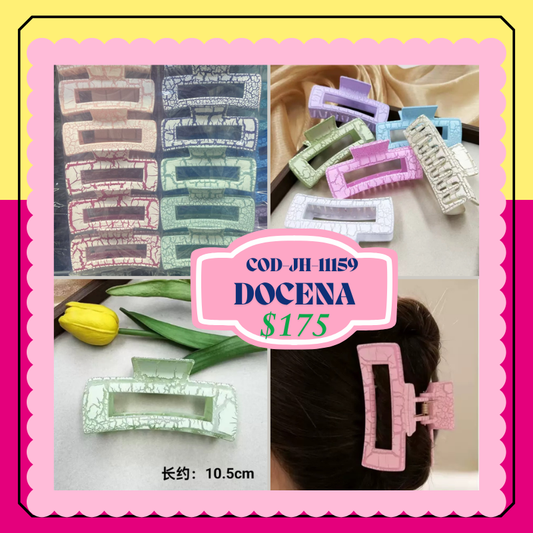 pinza craqueleada rectangulo de colores, codigo JH-11159
