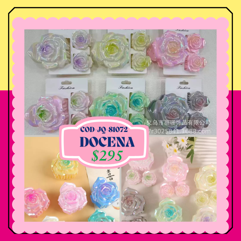 Pinza de rosa brillosa triple, codigo JQ81072
