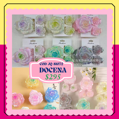 Pinza de rosa brillosa triple, codigo JQ81072