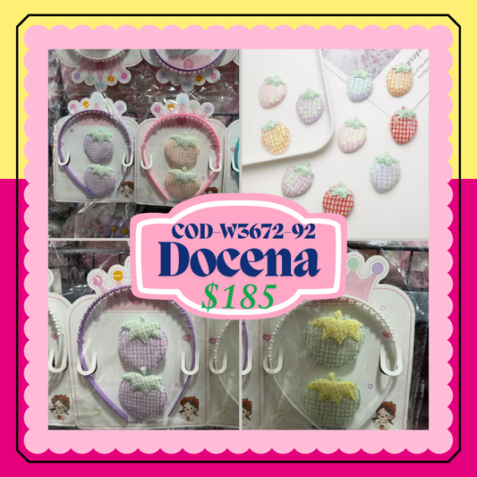 diadema con broches de fresa para niñas, codigo W3672-92