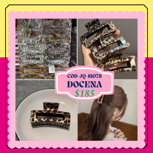 pinza rectangulo animal print, codigo JQ-81078