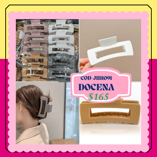 pinza rectangulo con blanco, beige, gris y rosa, codigo JH11091