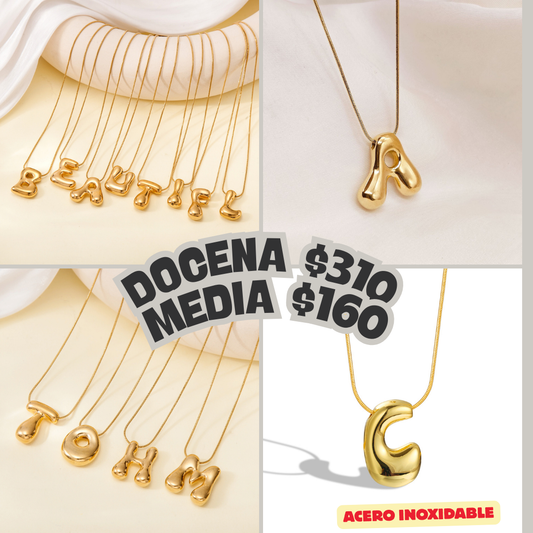 Collar acero inoxidable, iniciales, codigo a174