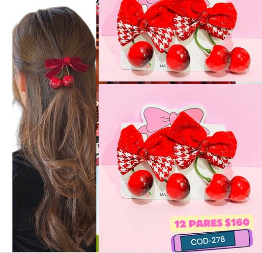 moños de cereza en pares, codigo a278