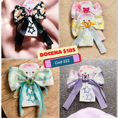 moño mariposa con cucas, codigo a222