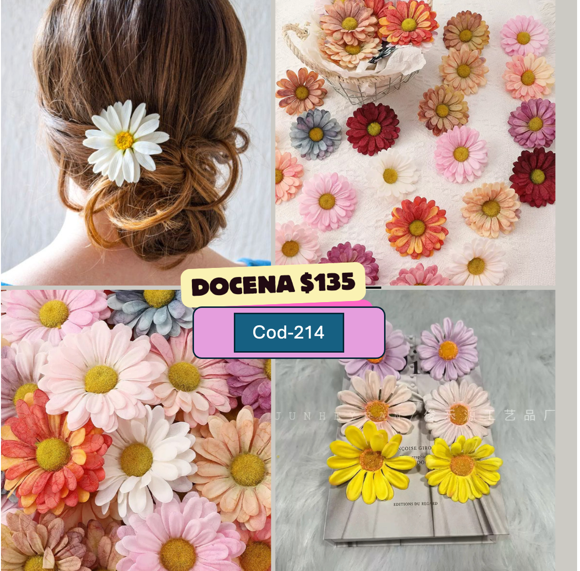 flor broche de colores, codigo a214