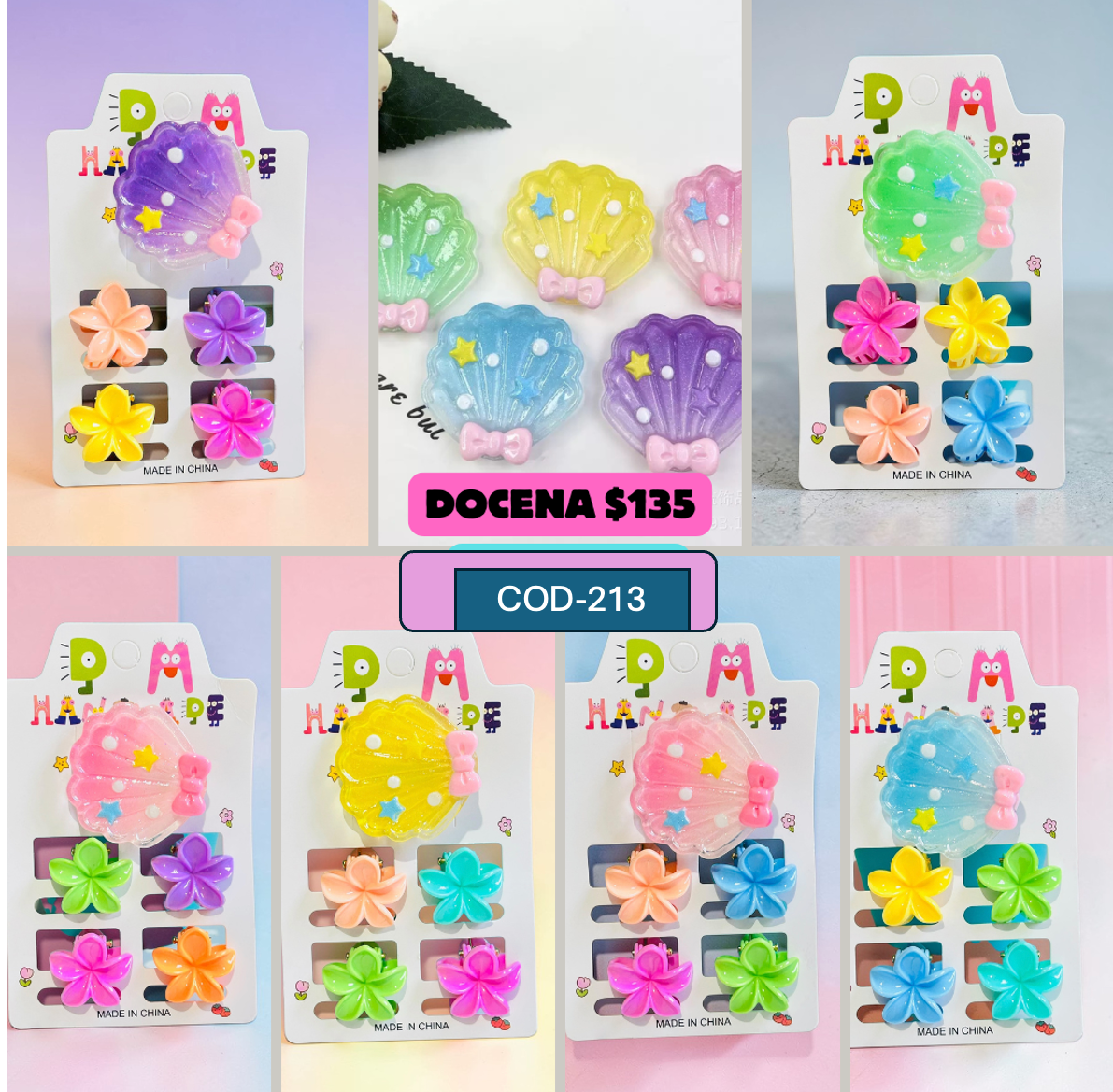 mini pinzas con pasador de Conchita de Colores, codigo a213