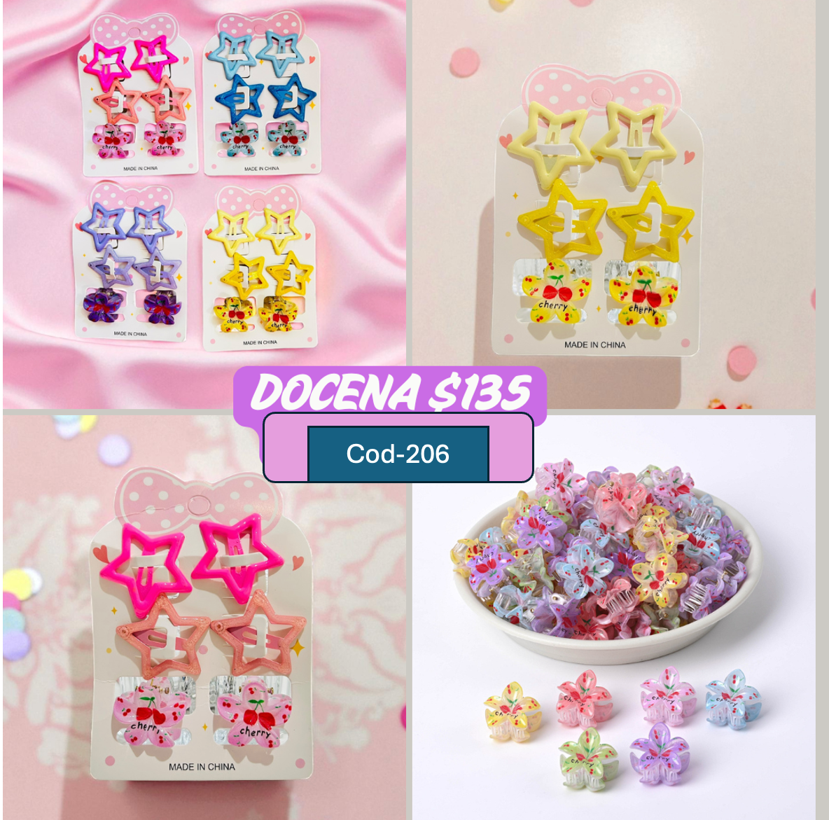 cucas estrella con mini pinzas, codigo a236