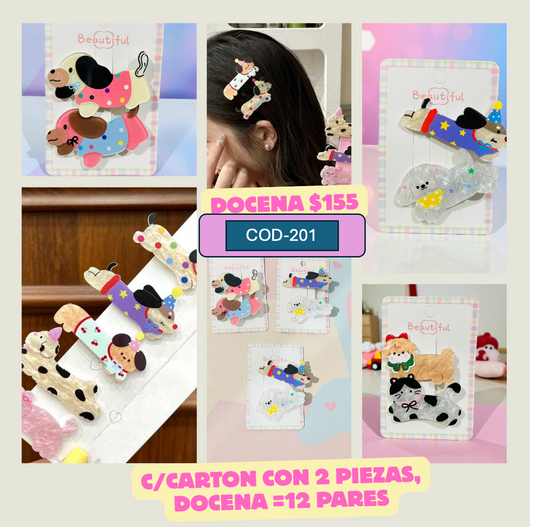 broches de perritos en par, acrilico, codigo a201