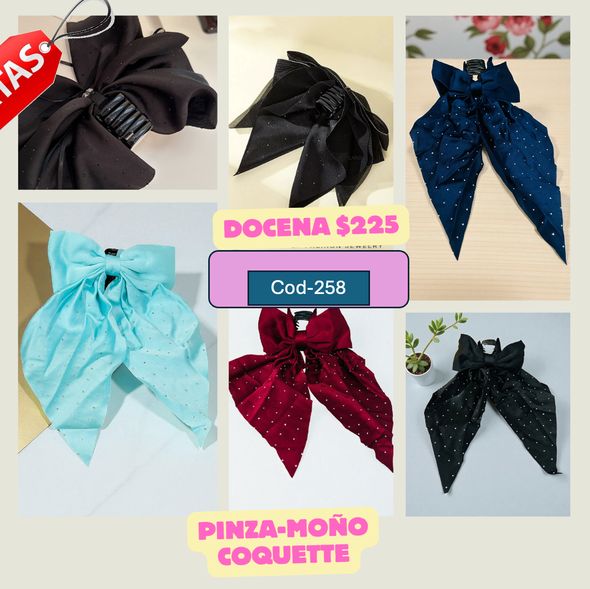 pinza de moño coquetee, codigo a258