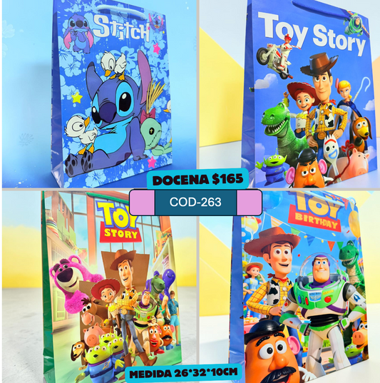 bolsa de personajes disney, medida 26*32*10 cm, codigo a263