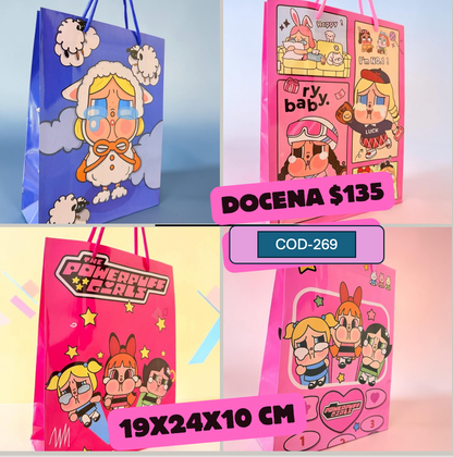Bolsa de regalo chicas super poderosas, medida 19*24*10 cm, codigo a910