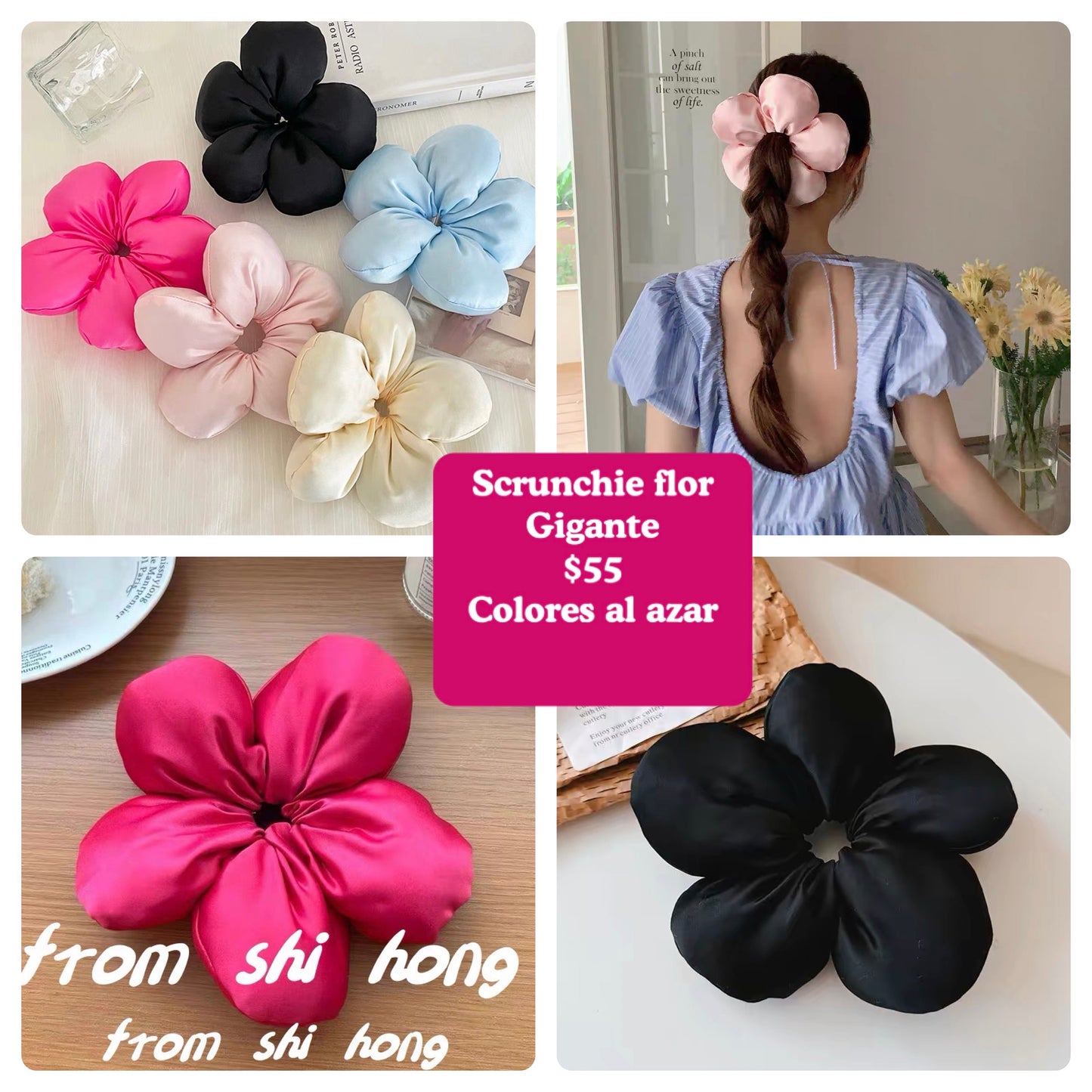 Scrunchie flor gigante, pieza, codigo A288