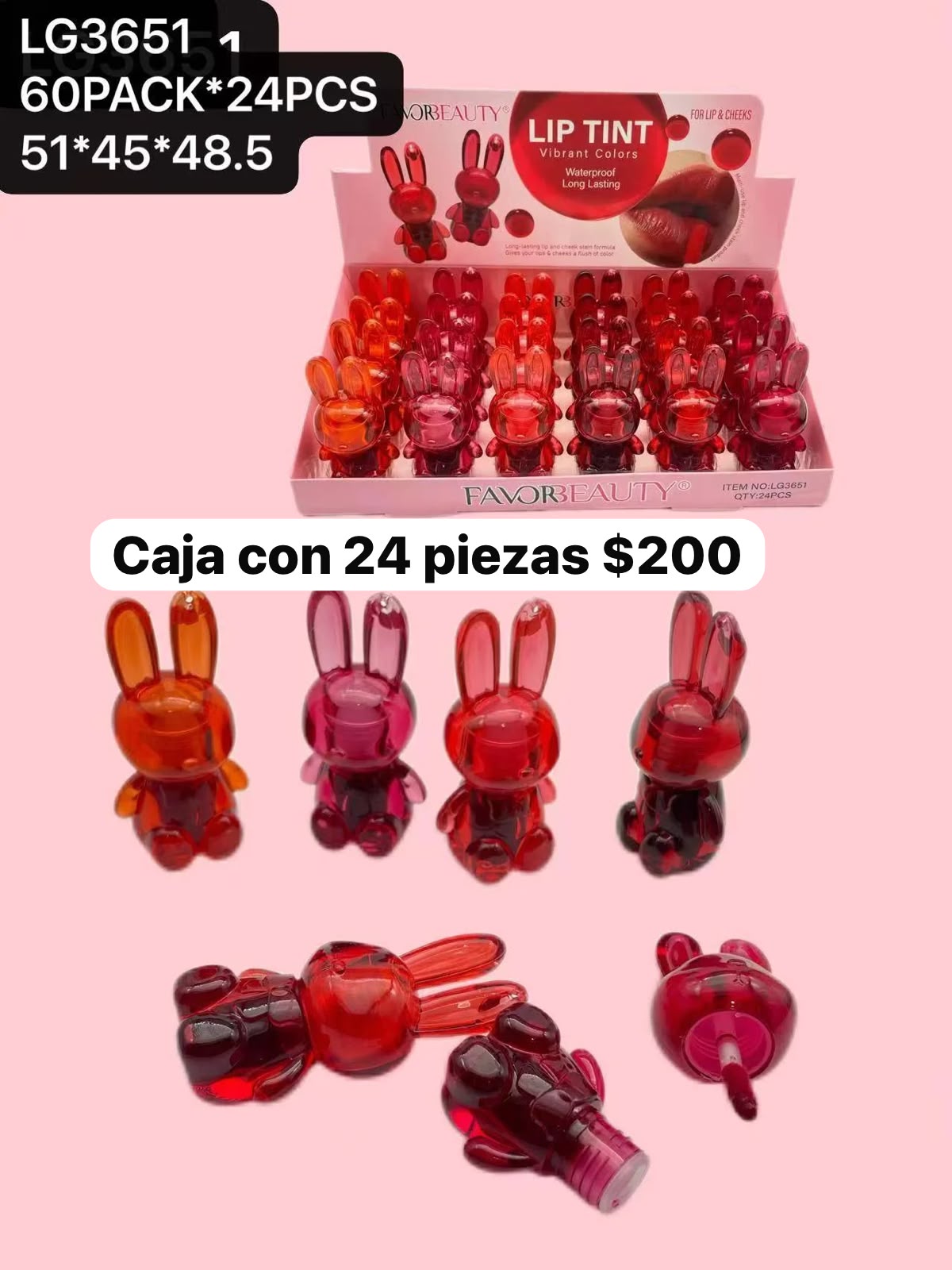 Tintas en forma de conejito, caja con 24 piezas, codigo LG3651