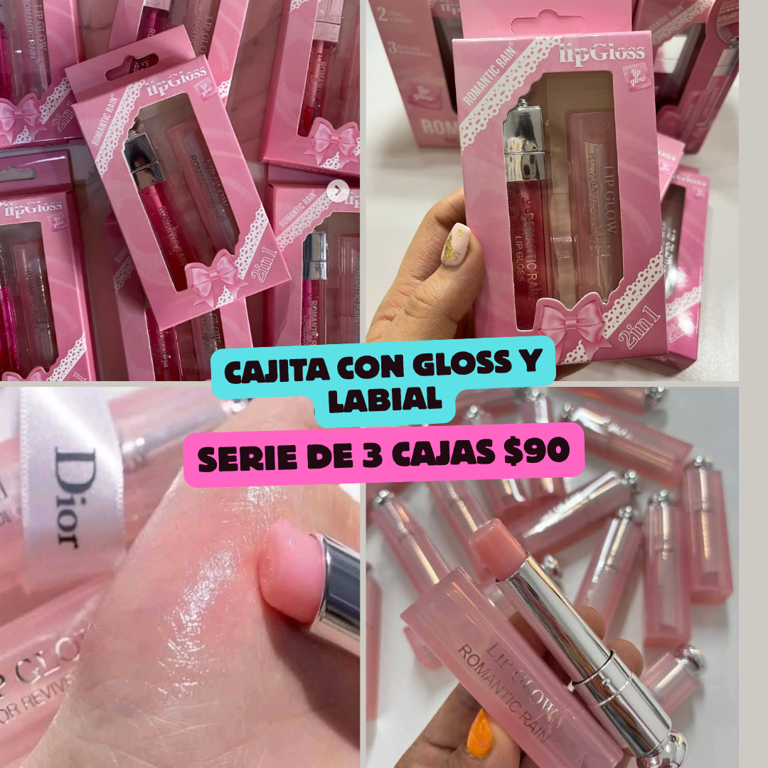 Cajita de gloss y labial, serie de 3 cajas, codigo a802bis