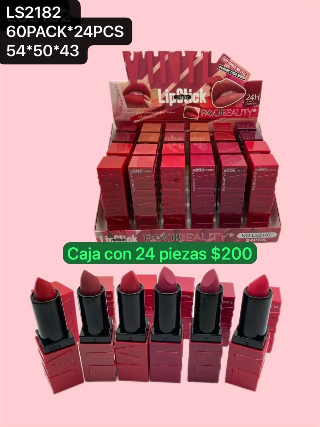 Labial 24 hrs, caja con 24 piezas, codigo LS2182