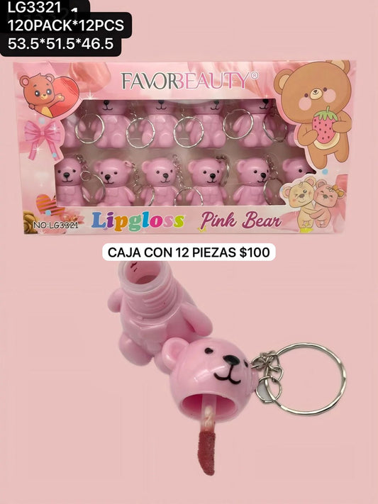 caja con 12 osos llavero gloss, codigo lg3321