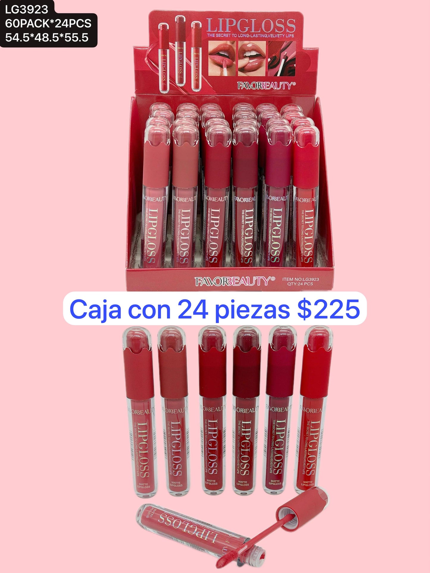 Labial liquido con color, caja con 24 piezas, codigo LG3923