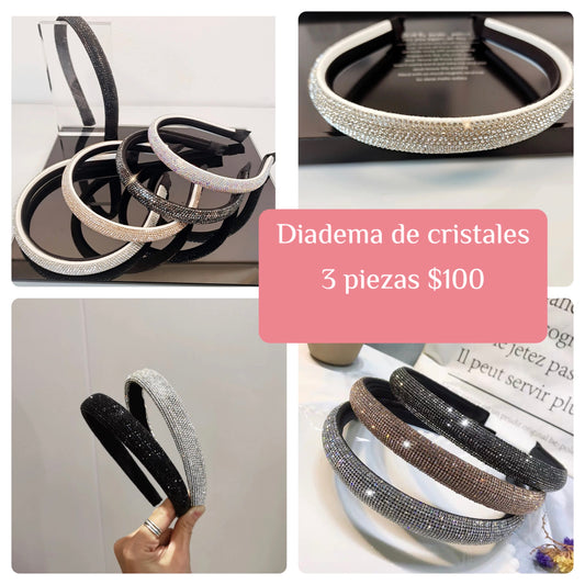 Serie de 3 diademas de cristal código A233